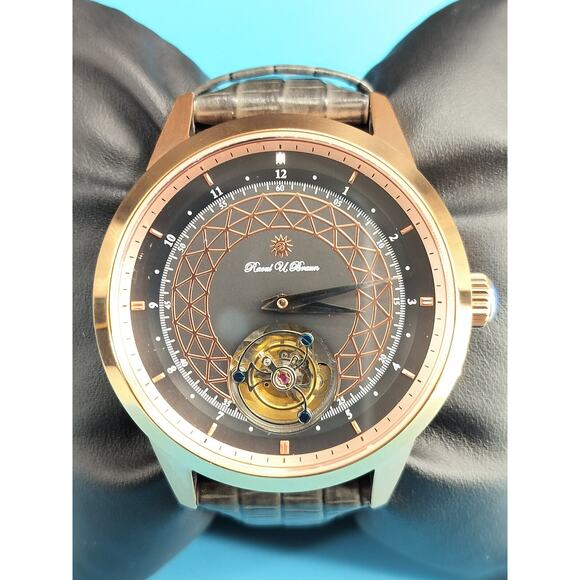 Raoul U. Braun 45mm Mechanical Tourbillon Leather Strap Watch RUB05-T63 - Picture 6 of 16